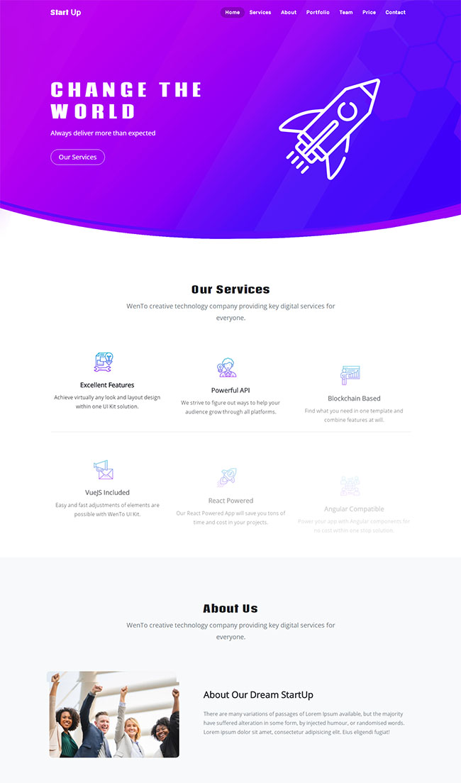 紫色渐变API接口网站模板