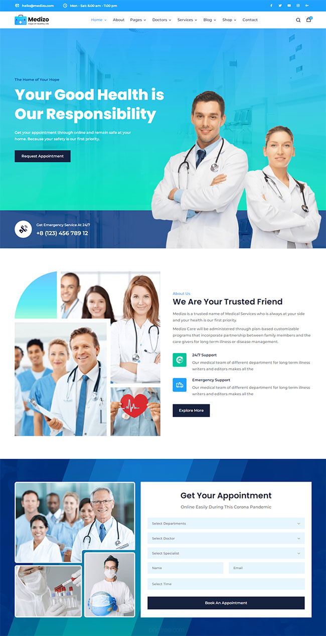 医疗健康医生诊所网站模板